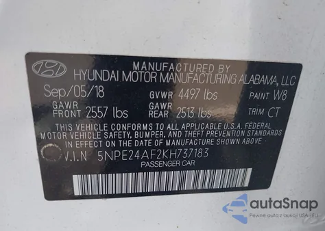 2019 Hyundai Sonata Se из США, поврежденный, VIN 5NPE24AF2KH737183